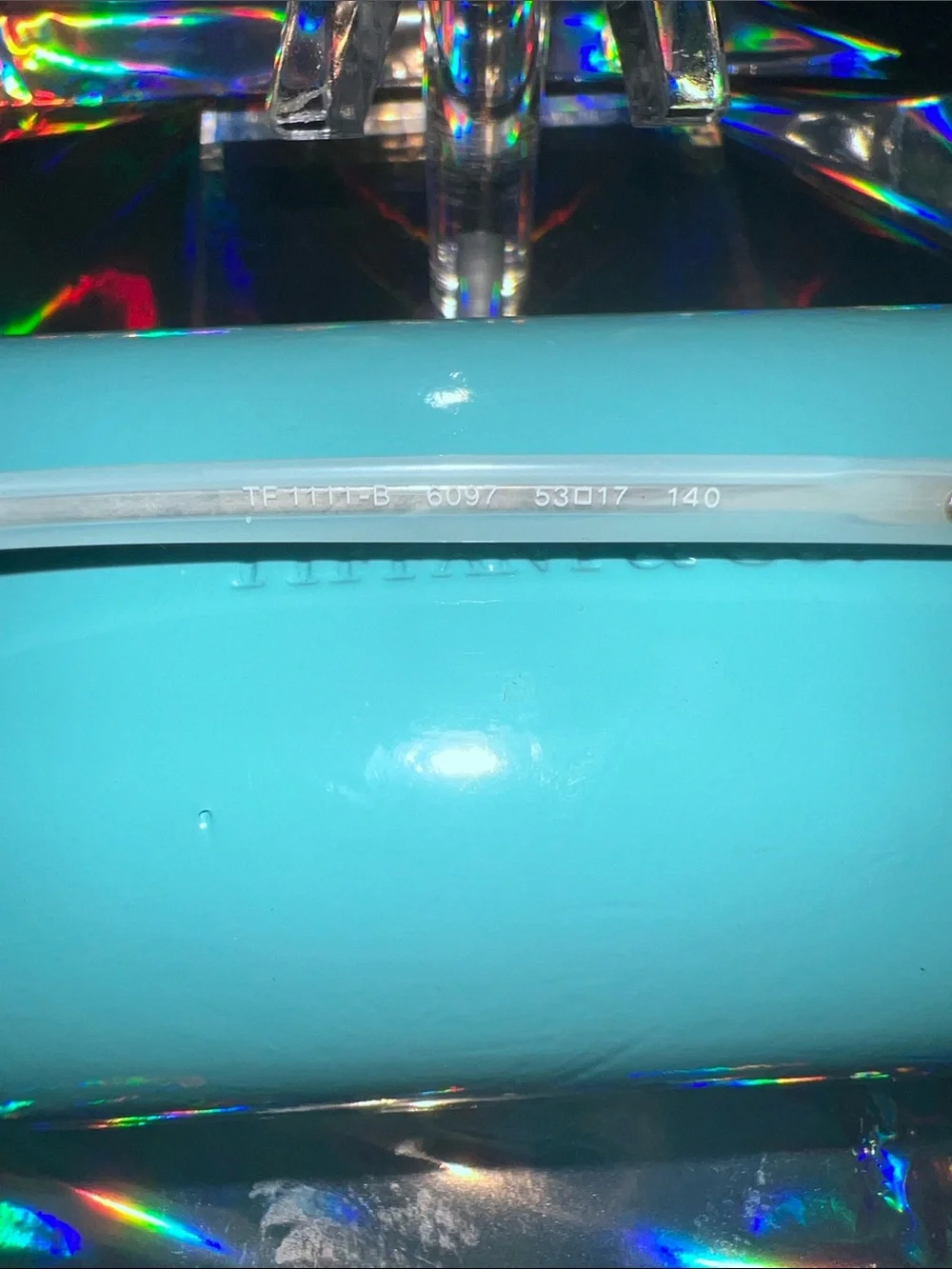 Tiffany & Co. Black and Silver Semi-Rimmed Eyeglasses with Blue Case